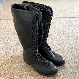 black knee high lace up combat boots!